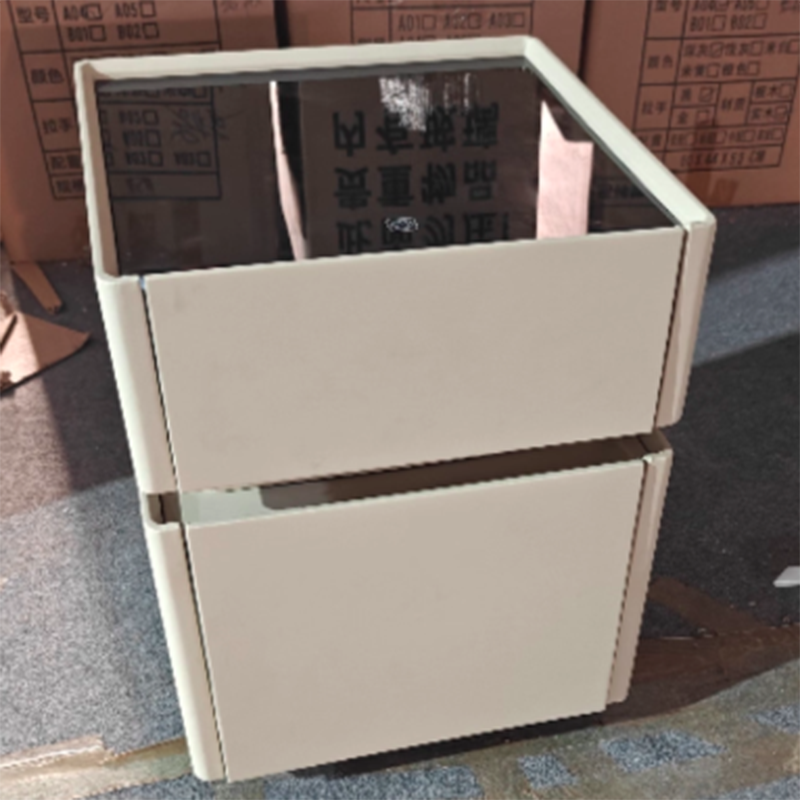 Glass Minimalist Rectangular Solid Wood Nightstand