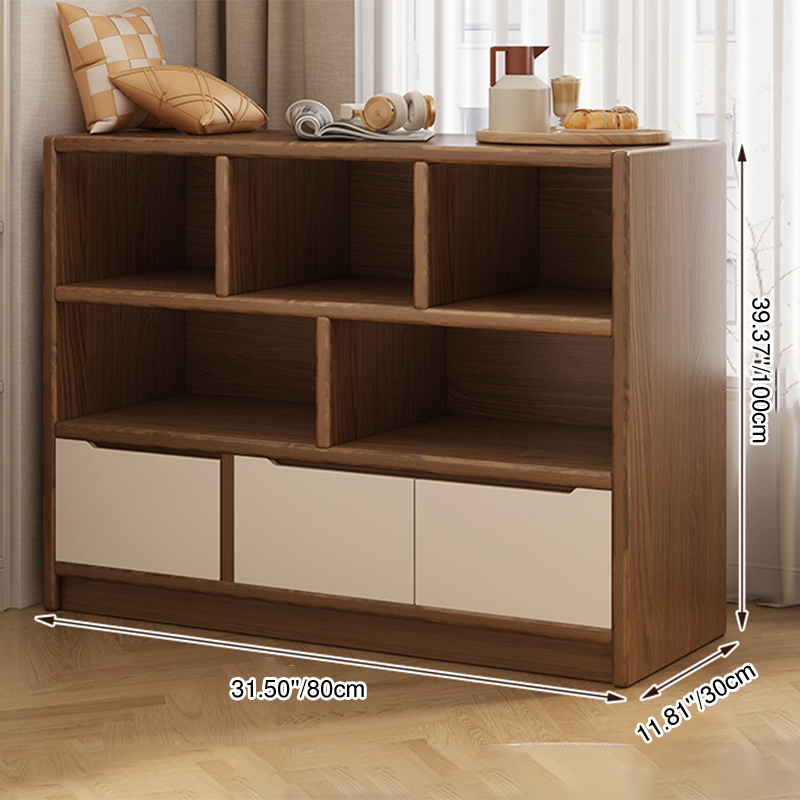 Modern Minimalist Solid Wood Eco Board Rectangular Storage Cabinet With 3 Cabinets For Living Room & Office