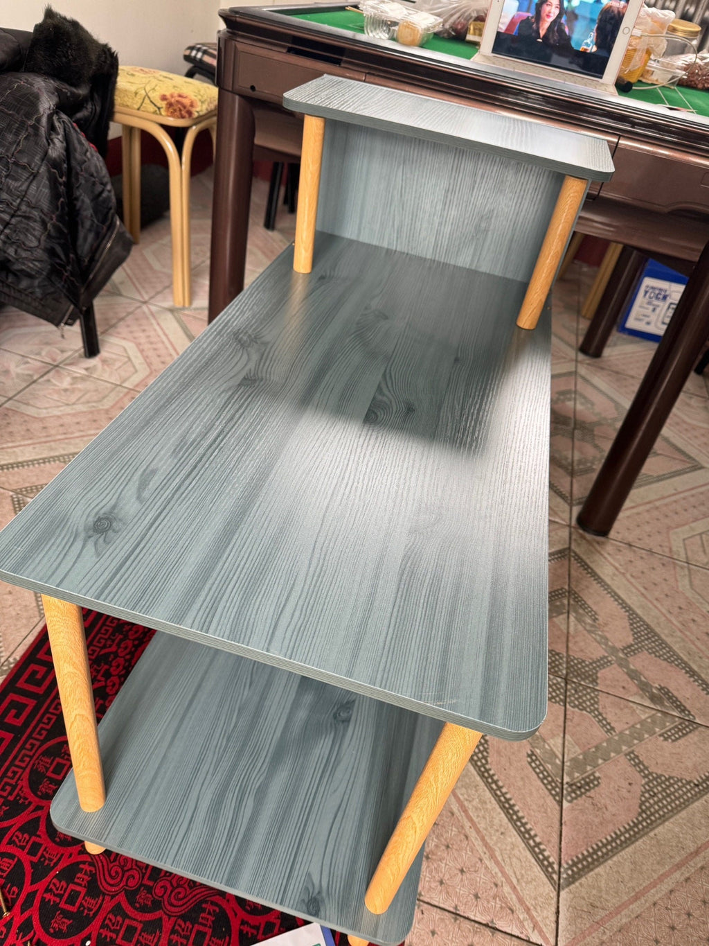 Modern Minimalist Rectangular MDF Side Table 3-Tier For Bedroom