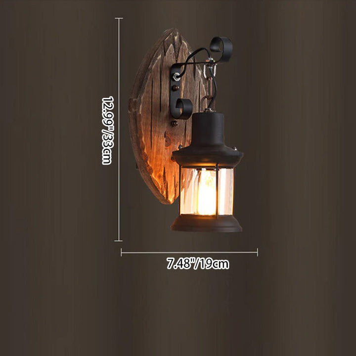 Traditional Disc Wood Wall Sconce