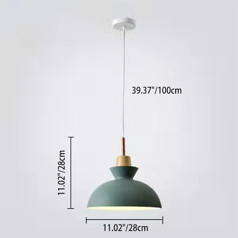 Contemporary Dome Wood Pendant Light