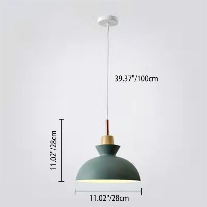 Contemporary Dome Wood Pendant Light
