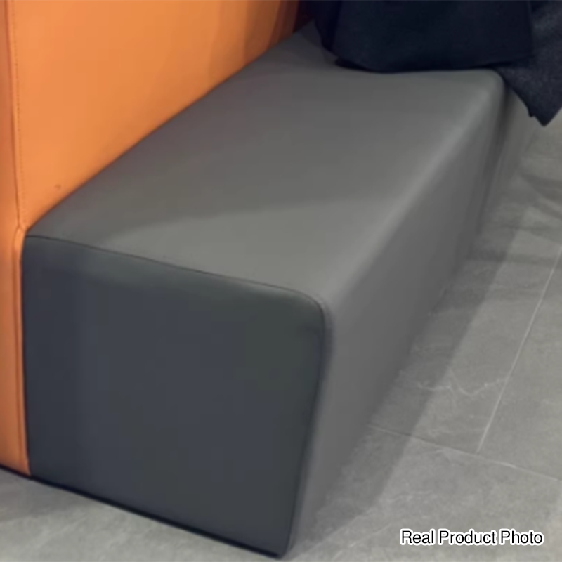 Modern Minimalist Solid Wood Faux Leather Rectangular Bench Backless For Entryway