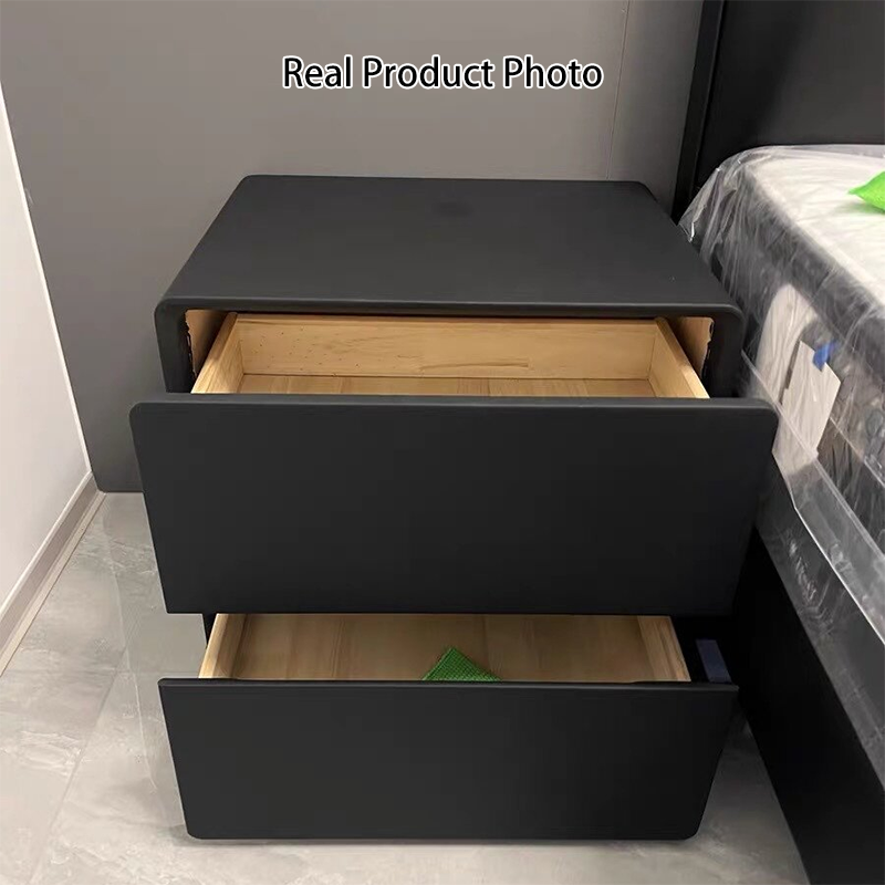 Medium Minimalist Rectangular Solid Wood Nightstand