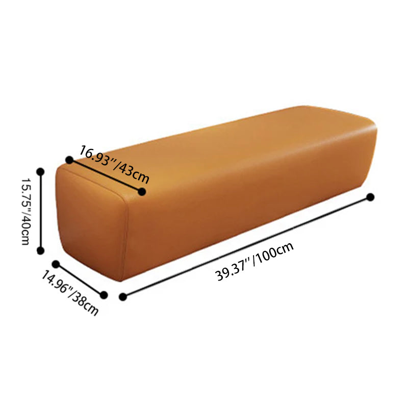 Modern Minimalist Solid Wood Faux Leather Rectangular Bench Backless For Entryway