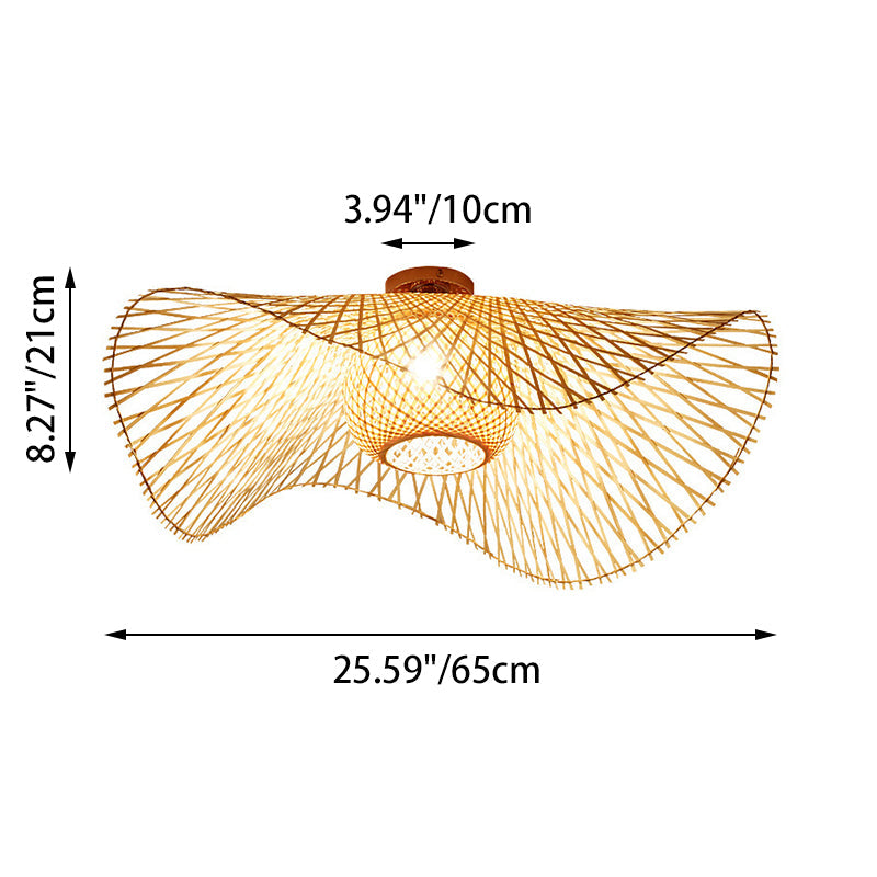 Traditional Bamboo Semi-Flush Mount Ceiling Light