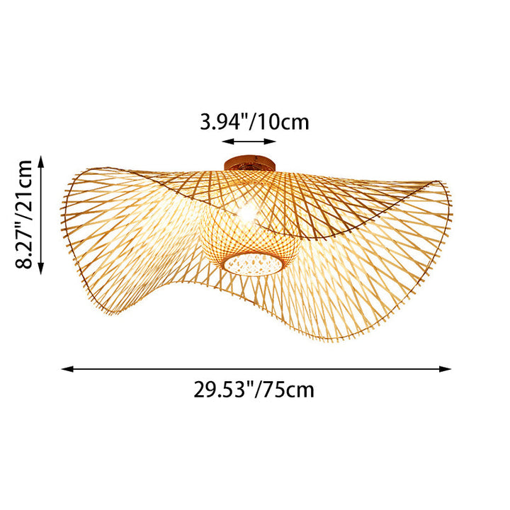 Traditional Bamboo Semi-Flush Mount Ceiling Light