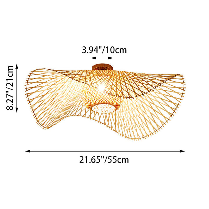 Traditional Bamboo Semi-Flush Mount Ceiling Light