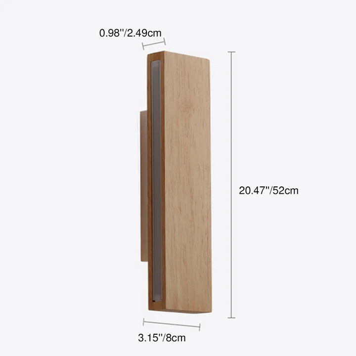 Contemporary Rectangular Solid Wood LED Wall Sconce
