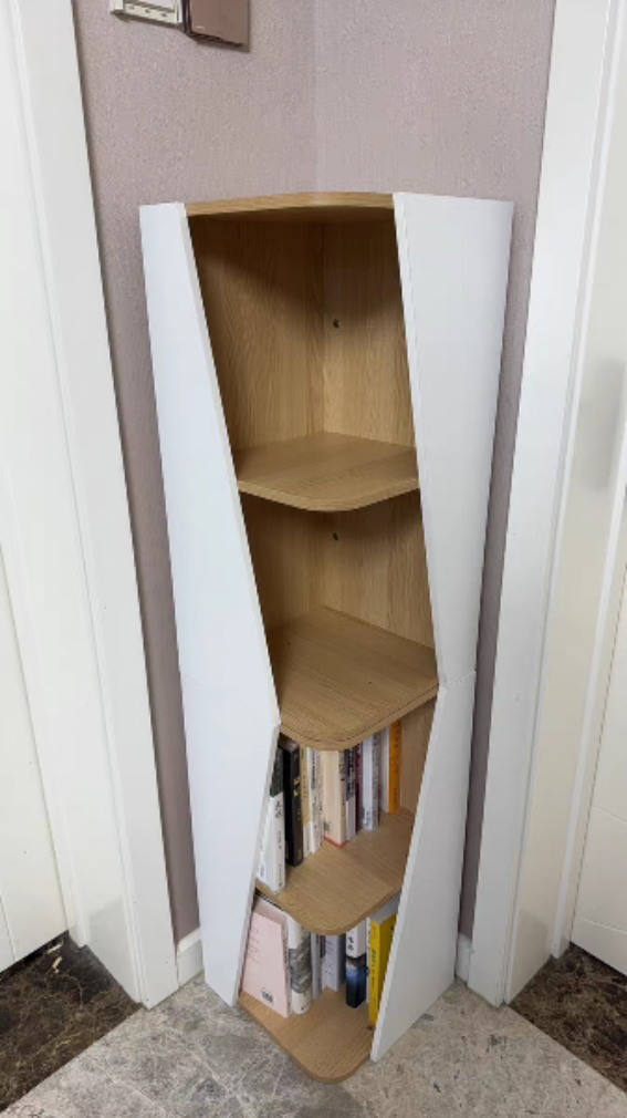 Modern Minimalist Triangle MDF Compact Corner Bookcase 2/4/6-Tier Storage Rack For Home Office