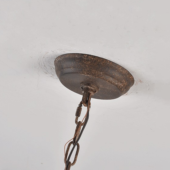 Contemporary Round Wrought Iron Pendant Light