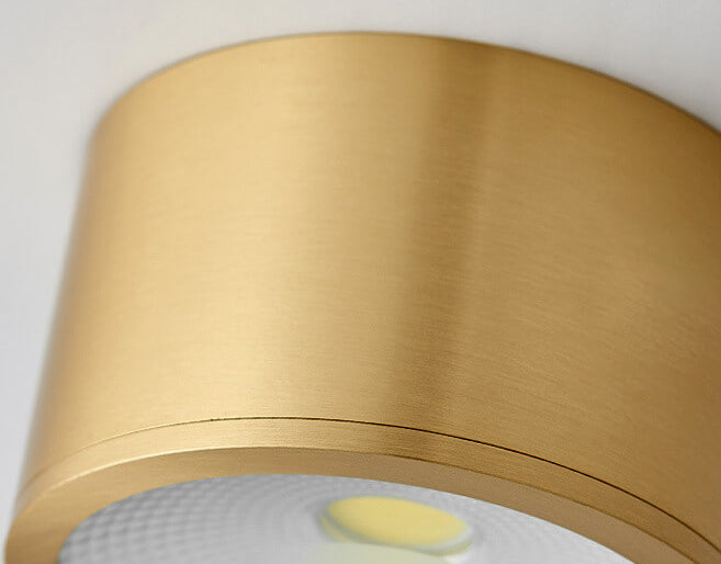 Modern Cylindrical Brass LED Semi-Flush Ceiling Light