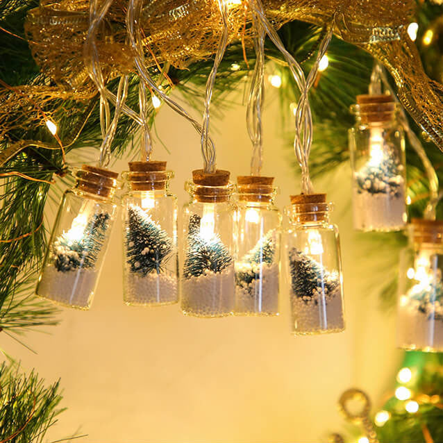 Wishing Bottle Tree Snow String Lights