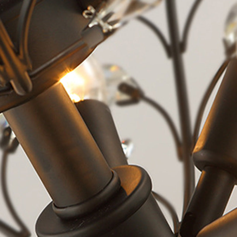 Traditional Branch Crystal 6-Light Semi-Flush Ceiling Light