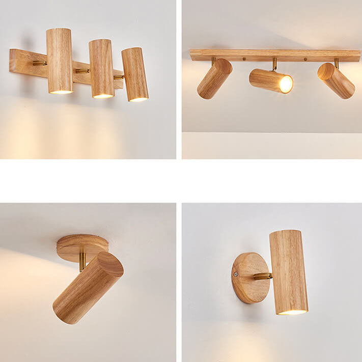 Minimalist Solid Wood 4-Light Track Light