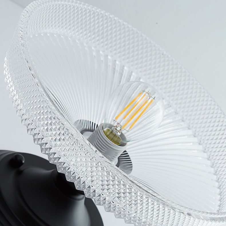 Iron Contemporary Round Glass Semi-Flush Ceiling Light