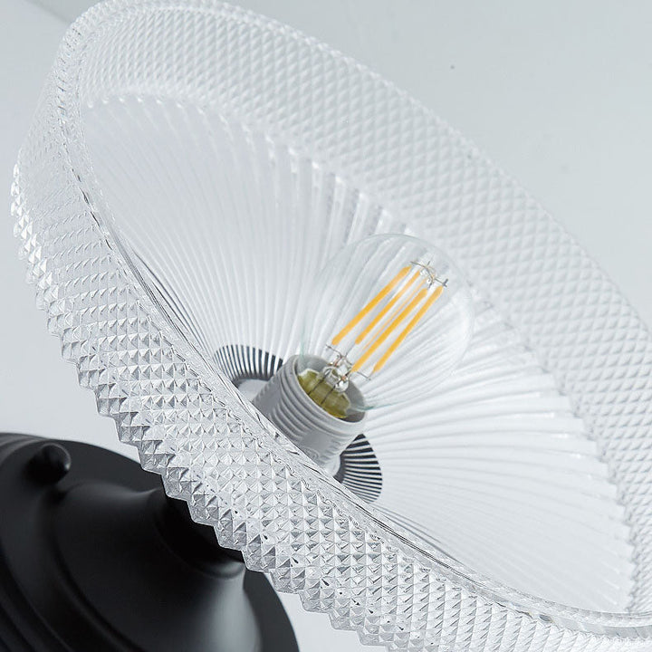 Iron Contemporary Round Glass Semi-Flush Ceiling Light