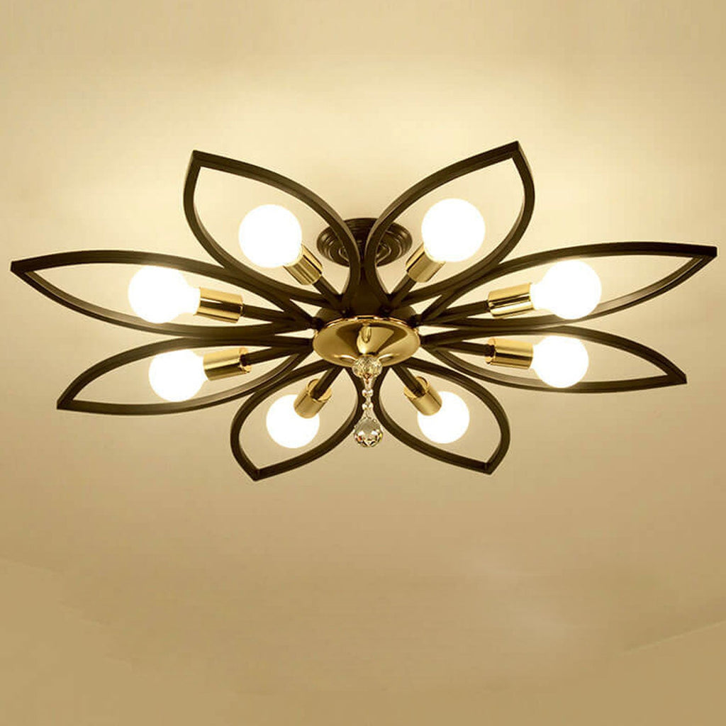 Nordic Light Luxury Wrought Iron Crystal 6/8-Light Flush Mount Ceiling Light