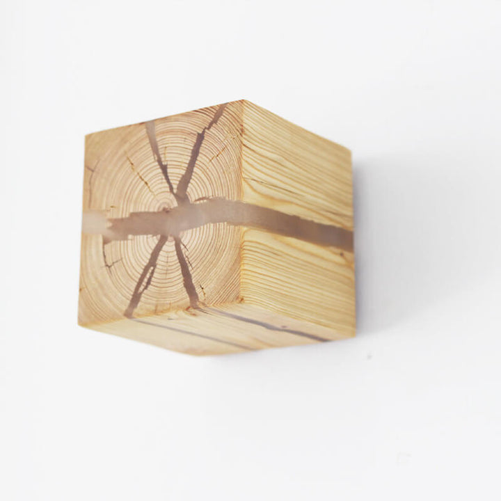 Creative Square Solid Wood Wall Sconce