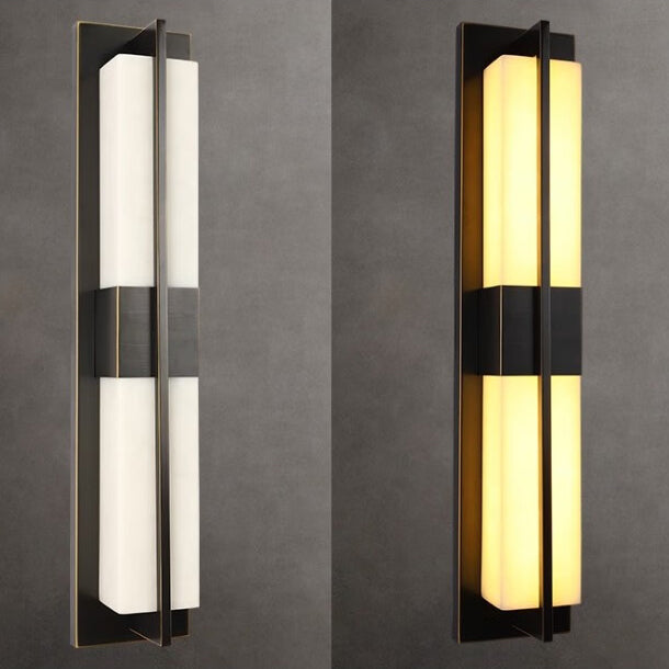 Transitional Rectangular Marble LED Outdoor Wall Light