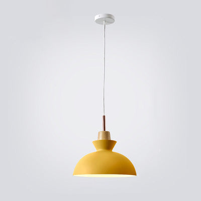 Contemporary Dome Wood Pendant Light