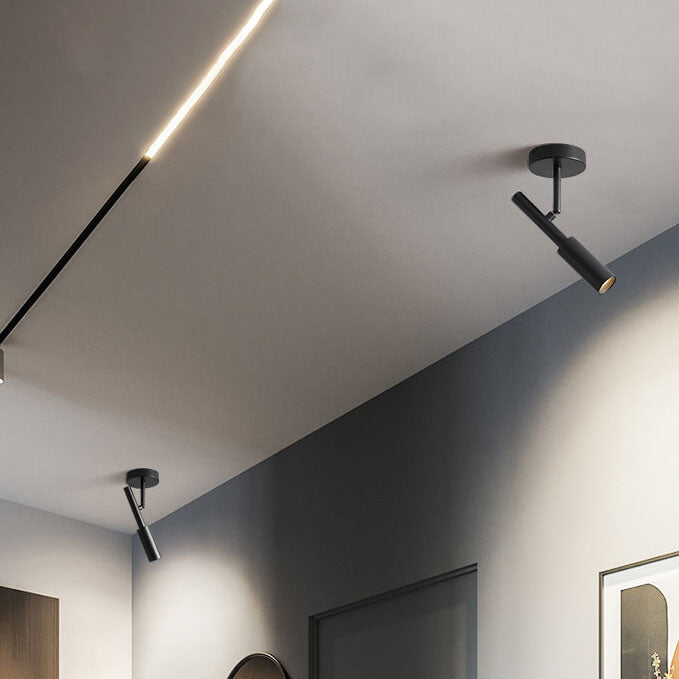 Modern Minimalist Iron Aluminum Spotlight Rotatable LED Semi-Flush Mount Ceiling Light For Living Room