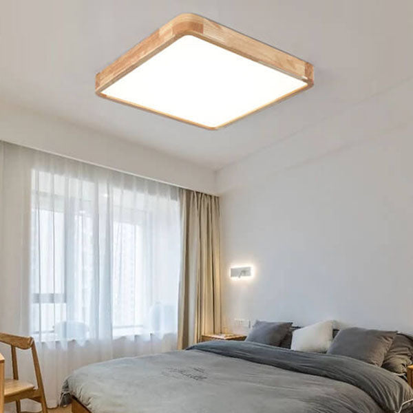 Minimalist Square Solid Wood LED Flush Mount Ceiling 2