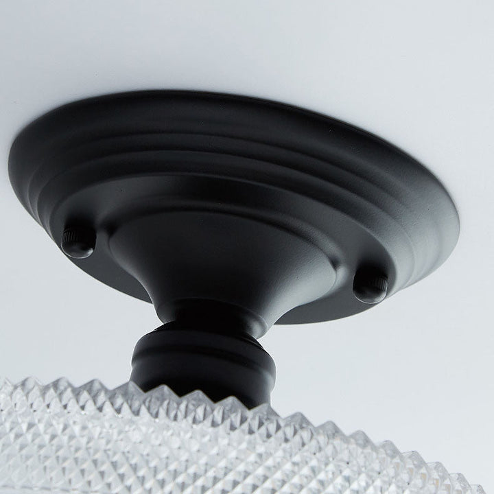 Iron Contemporary Round Glass Semi-Flush Ceiling Light