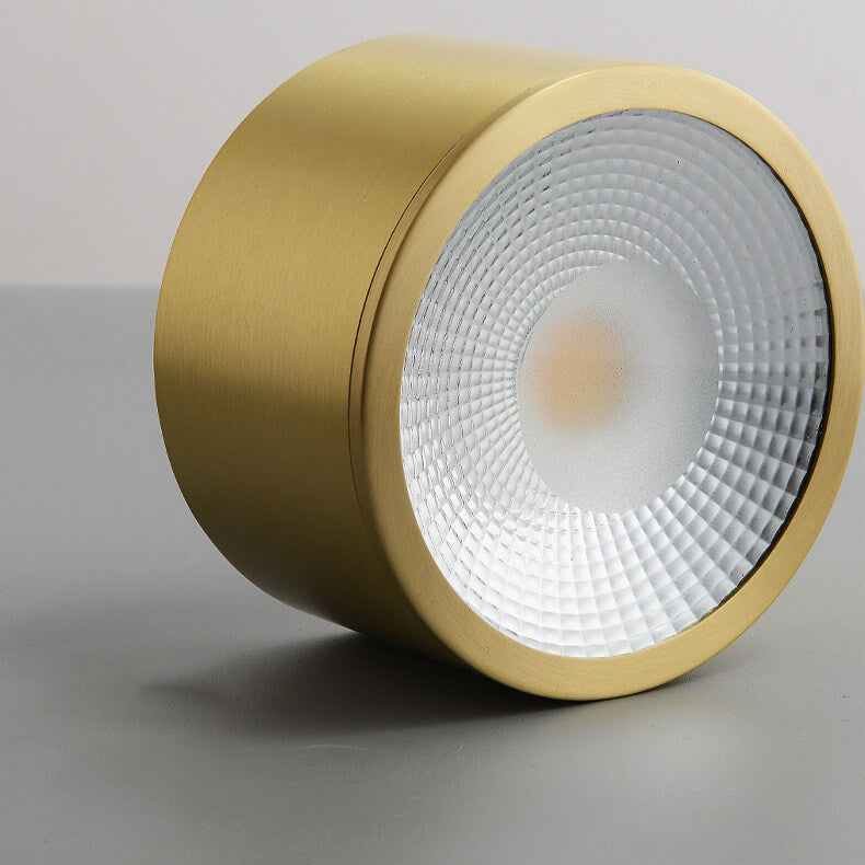Modern Cylindrical Brass LED Semi-Flush Ceiling Light