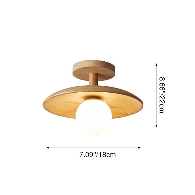 Nordic Dome Wooden Semi-Flush Ceiling Light