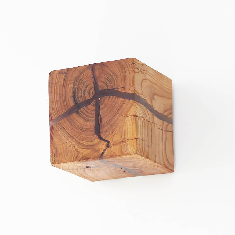 Creative Square Solid Wood Wall Sconce
