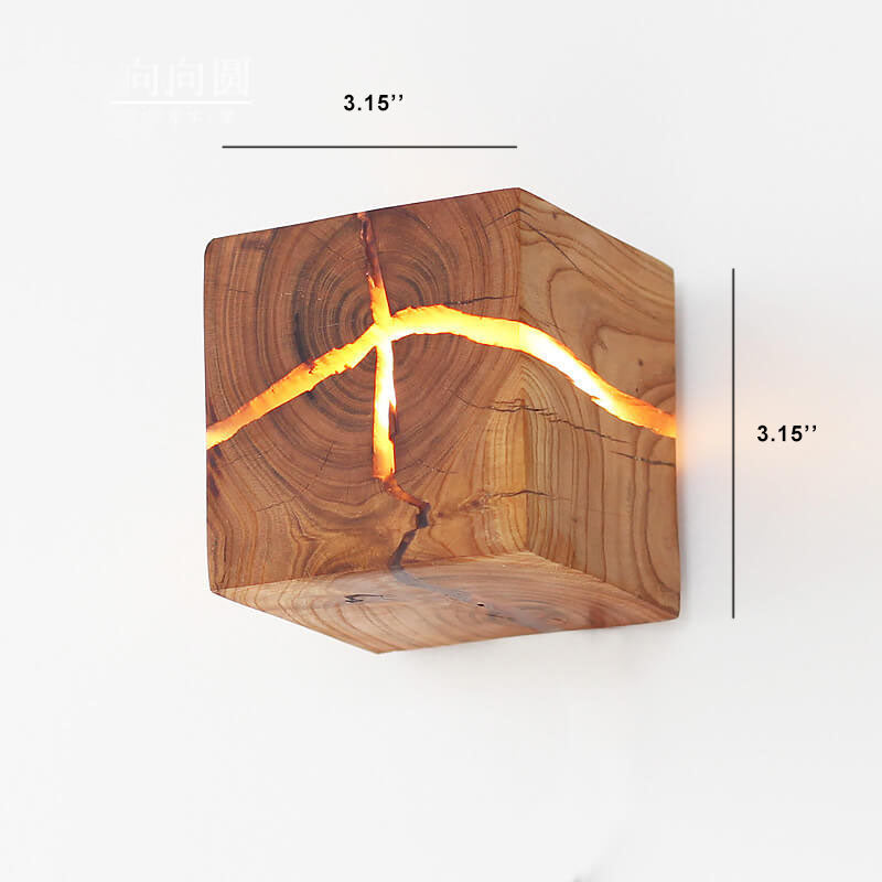 Creative Square Solid Wood Wall Sconce