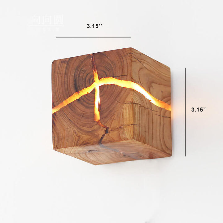 Creative Square Solid Wood Wall Sconce