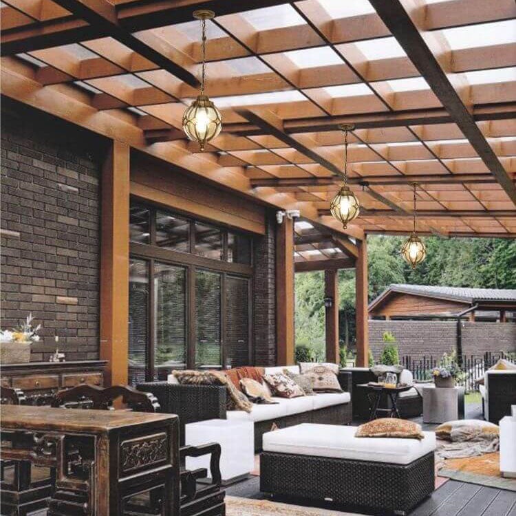 Retro Spherical Waterproof Pendant Light