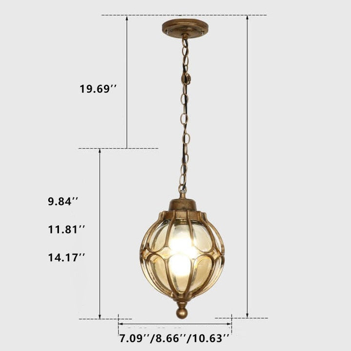Retro Spherical Waterproof Pendant Light