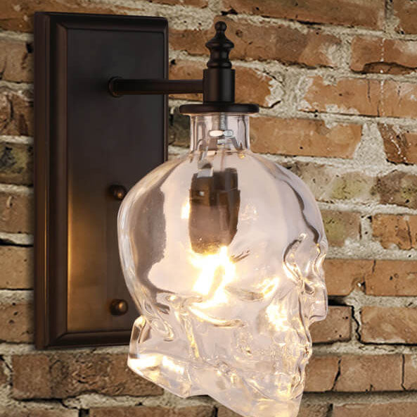 Skull Contemporary Round Glass Wall Sconce