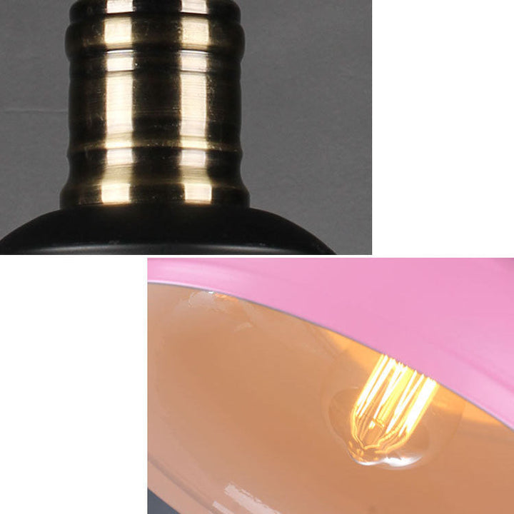 Industrial Contemporary Round Iron Pendant Light