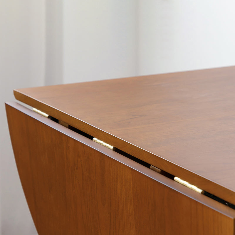 Modern Minimalist Foldable Oval Melamine Faced Board Wood Stainless Steel Dining Table For 4 Seats