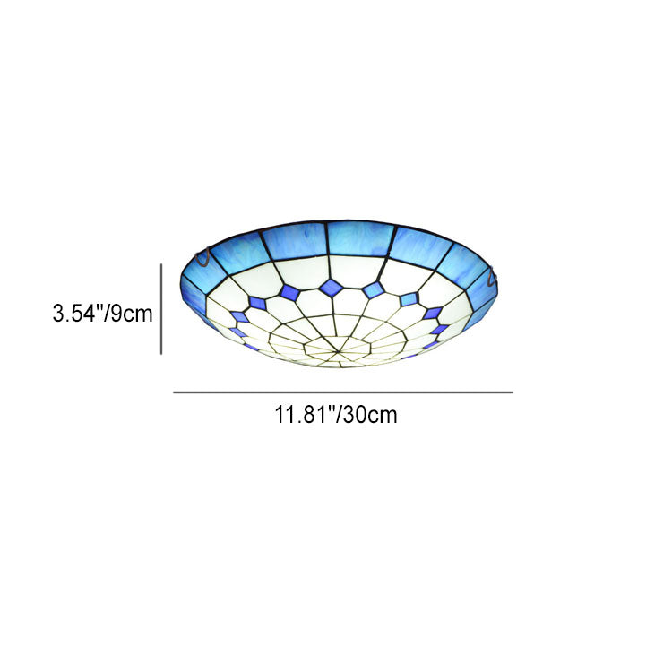 Traditional Dome Glass 2-Light Flush Mount Ceiling Light