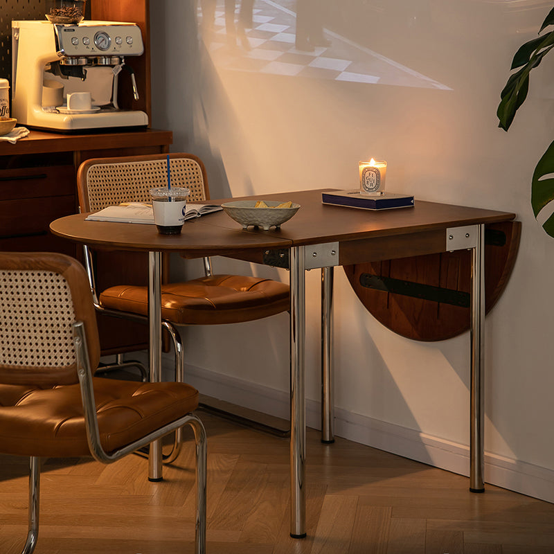 Minimalist Oval Stainless Steel Foldable Dining Table