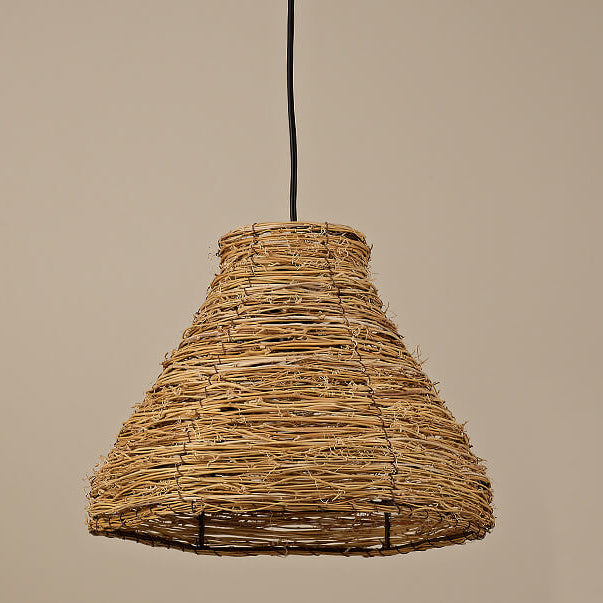 Retro Dome Rattan Pendant Light