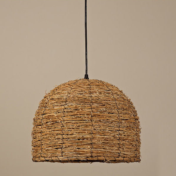 Retro Dome Rattan Pendant Light