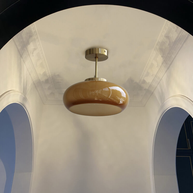 Vintage Brass Semi-Flush Ceiling Light