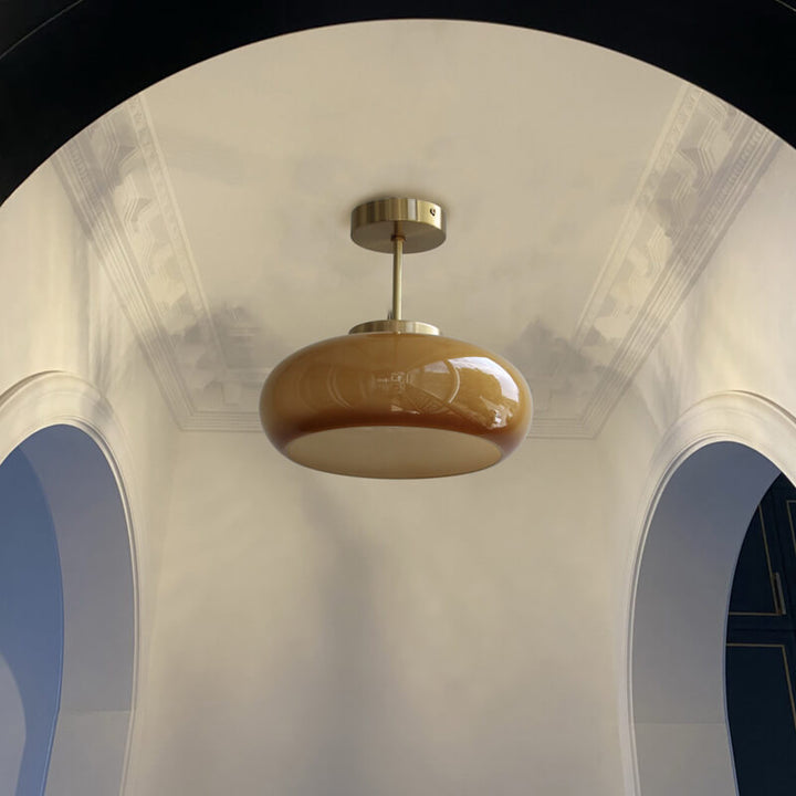 Vintage Brass Semi-Flush Ceiling Light