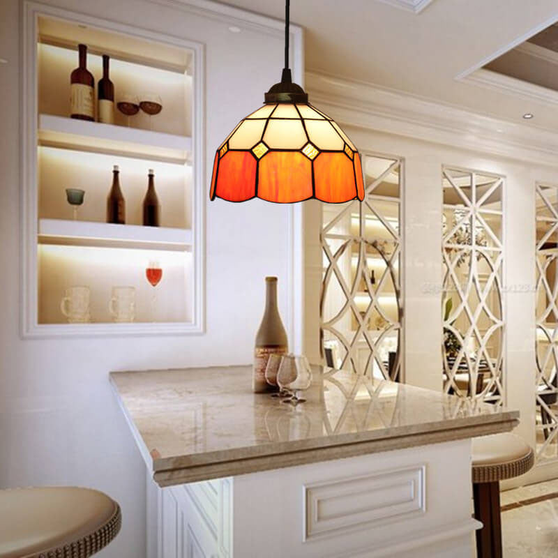 Tiffany Traditional Round Glass Pendant Light