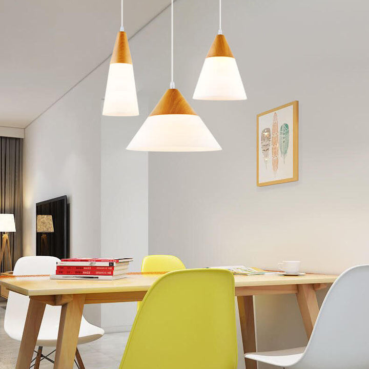Wood Nordic Glass Pendant Light