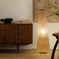 Modern Bamboo Weaving Column 1-Light LED Standing Floor Lamp