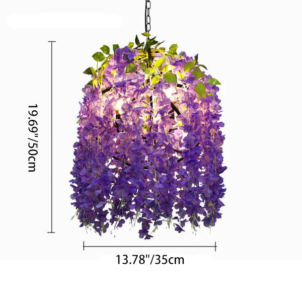 Contemporary Creative Iron Simulation of Flowers Plastic Silk Fabric Colorful Flower 1/3/5-Light Globe Flower Chandeliers For Living Room & Bedroom