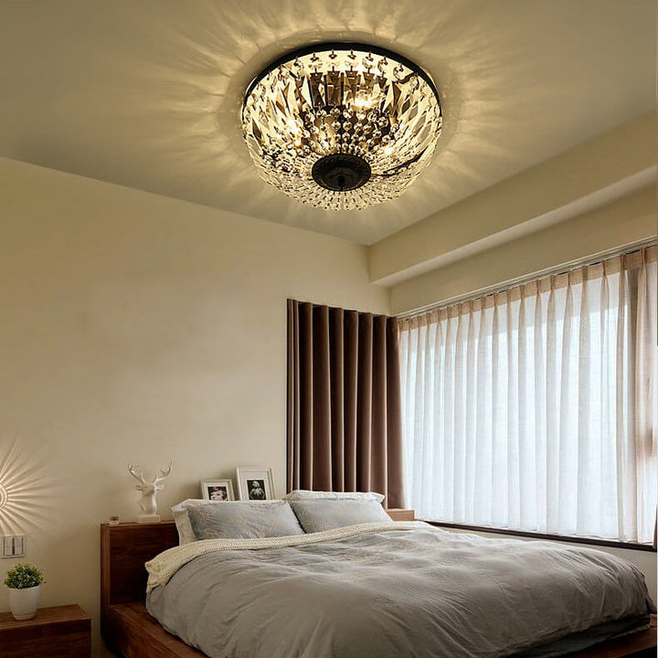 Vintage Round Crystal 6-Light Flush Mount Ceiling Light