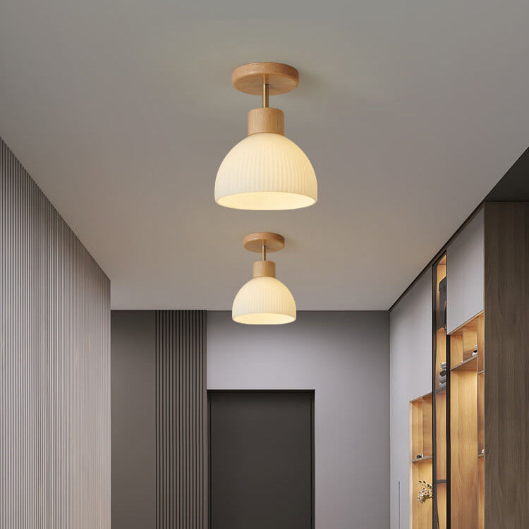 Nordic Round Glass Semi-Flush Ceiling Light